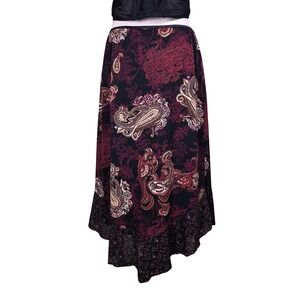 Sangria Asymmetrical Slip Skirt Paisley Whimsical Grunge Y2K Fairy‎ Mesh Size 14
